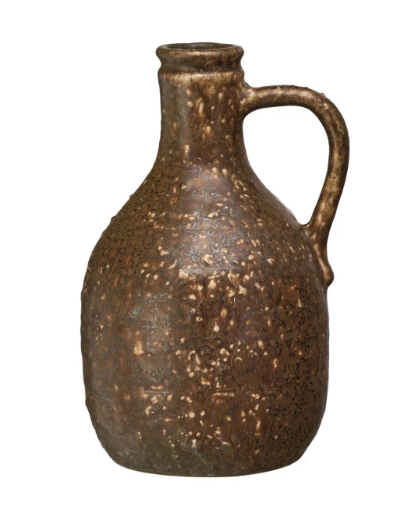 Decorative Stoneware Jug w/ Handle, 4 Colors (Each One Will Vary)