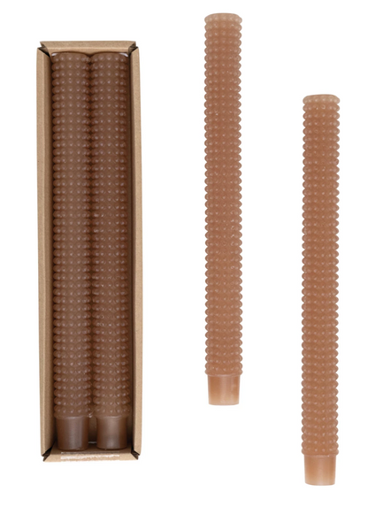 Unscented Hobnail Taper Candles in Box, Set of 2