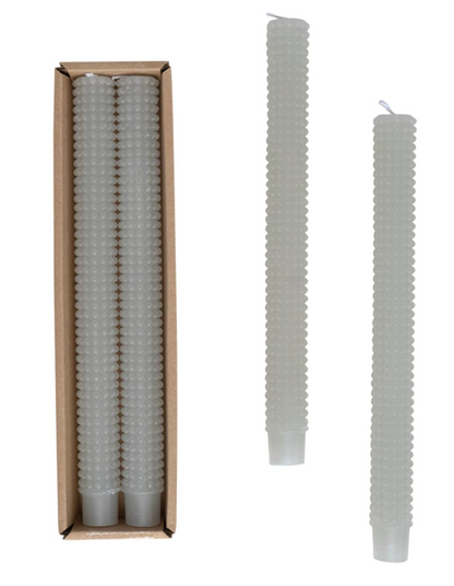 Unscented Hobnail Taper Candles in Box, Set of 2