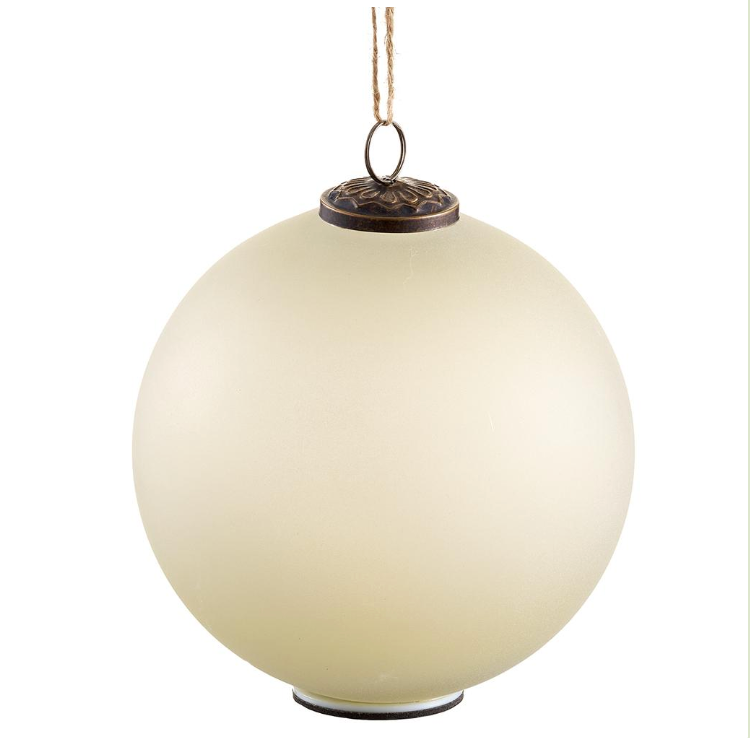 Battery Operated Glass Ornament Ball Table Top With Light Green