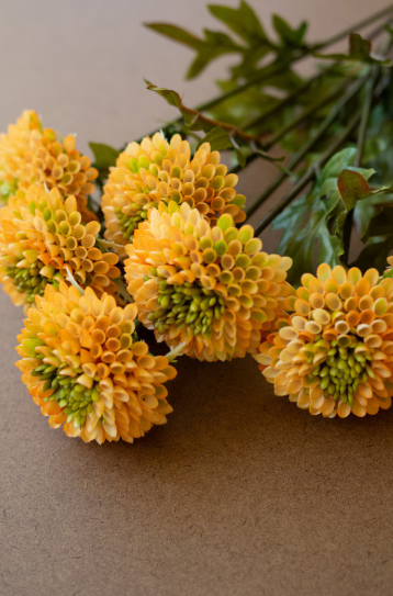 Bundle of 7 Artificial Yellow Ball Dahlias