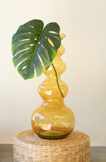 Large Glass Bubble Vase / Amber