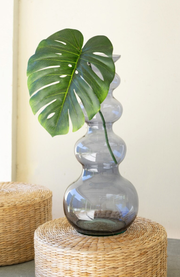 Large Glass Bubble Vase / Blue