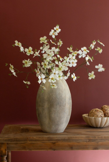 Tall Stone Composite Scalloped Vase
