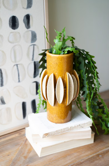 MID-CENTURY ATOMIC VASE - MUSTARD