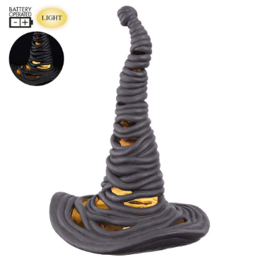 17" Battery Operated Witch's Hat With Light Black