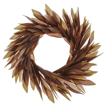 28" Faux Corn Husk Wreath  Green Brown