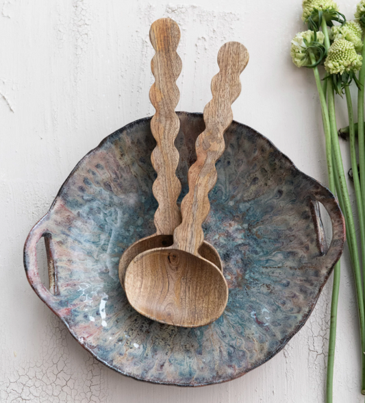 STONEWARE DISH W/ HANDLES - MULTI