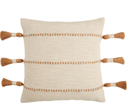 Sq Woven Jute Tassel Pillow