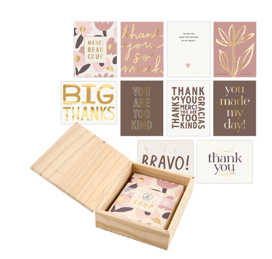 Greeting Card Set with Wood Box - Thank You