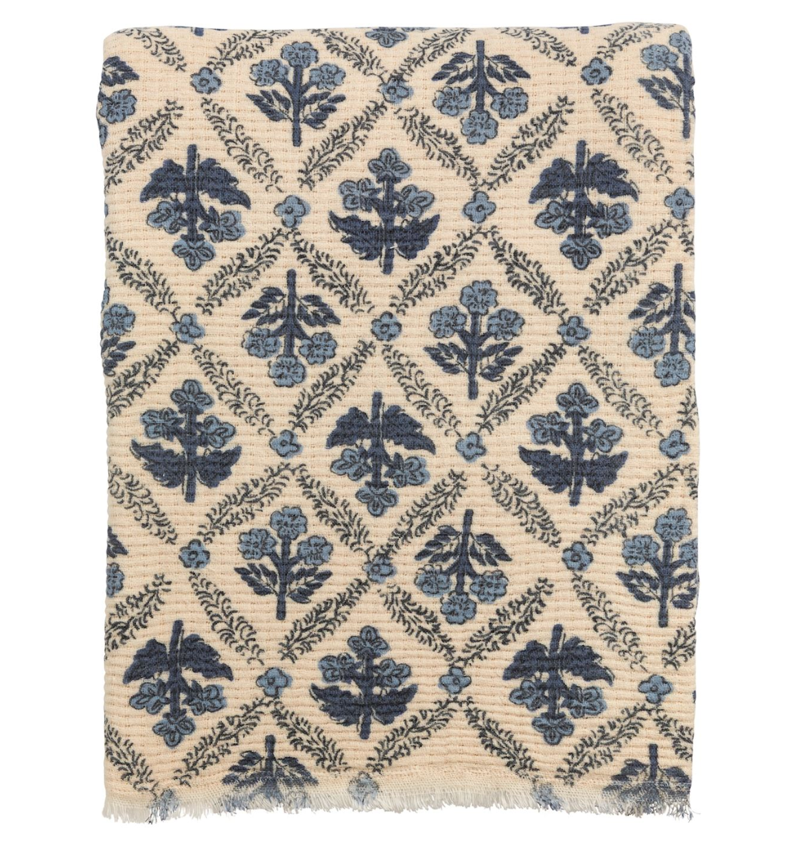 Flower Repeat Blue Throw Blanket
