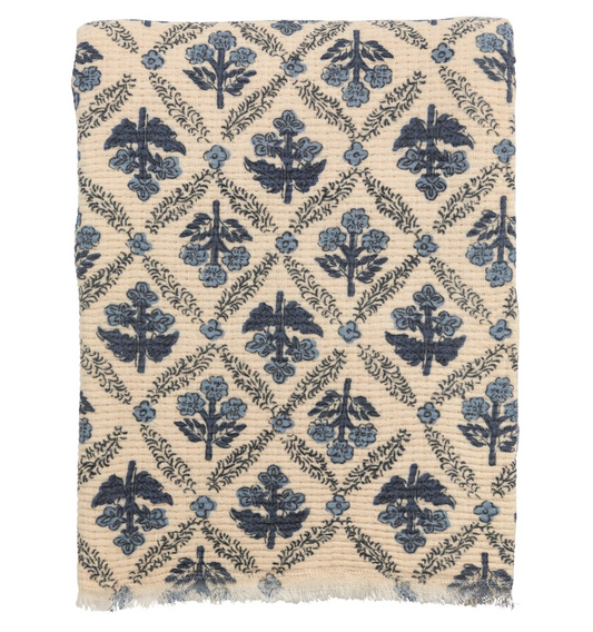 Flower Repeat Blue Throw Blanket