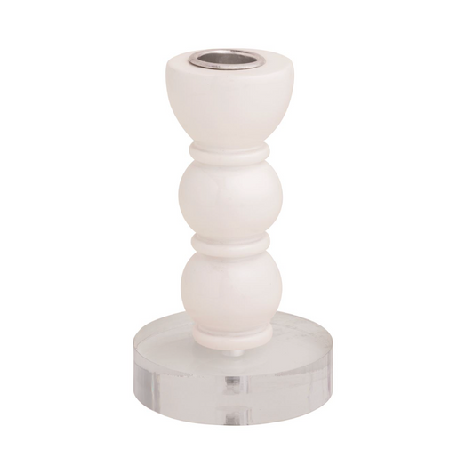 Small White Bauble Taper Holder