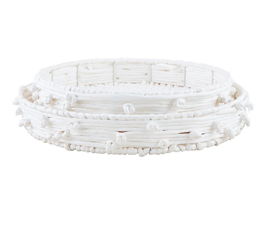 White Knot Rope Tray Set