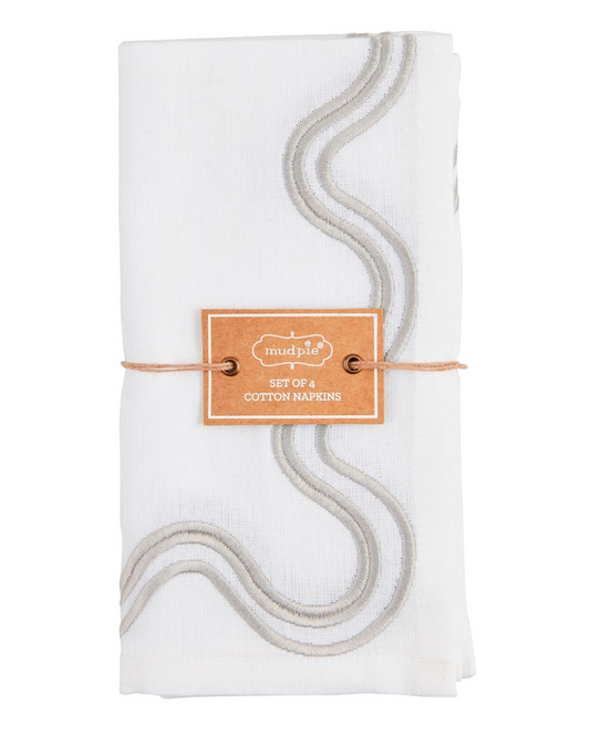 White & Gray Squiggle Napkin Set