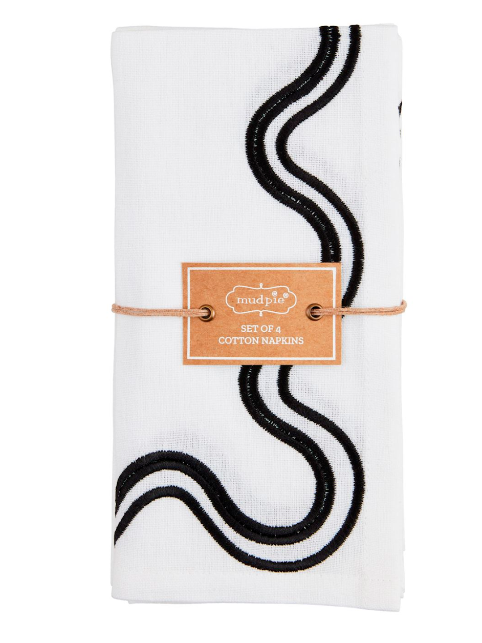 White & Black Squiggle Napkin Set