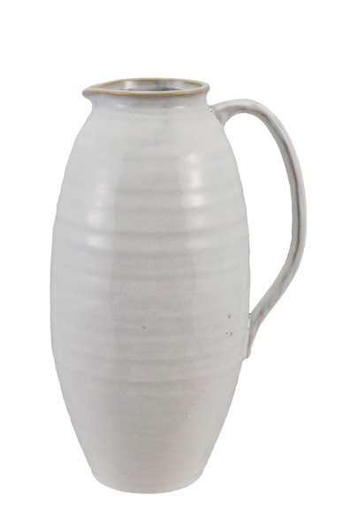 7"L x 6"W x 12-1/2"H 3-3/4 Quart Stoneware Pitcher, White (Each One Will Vary)