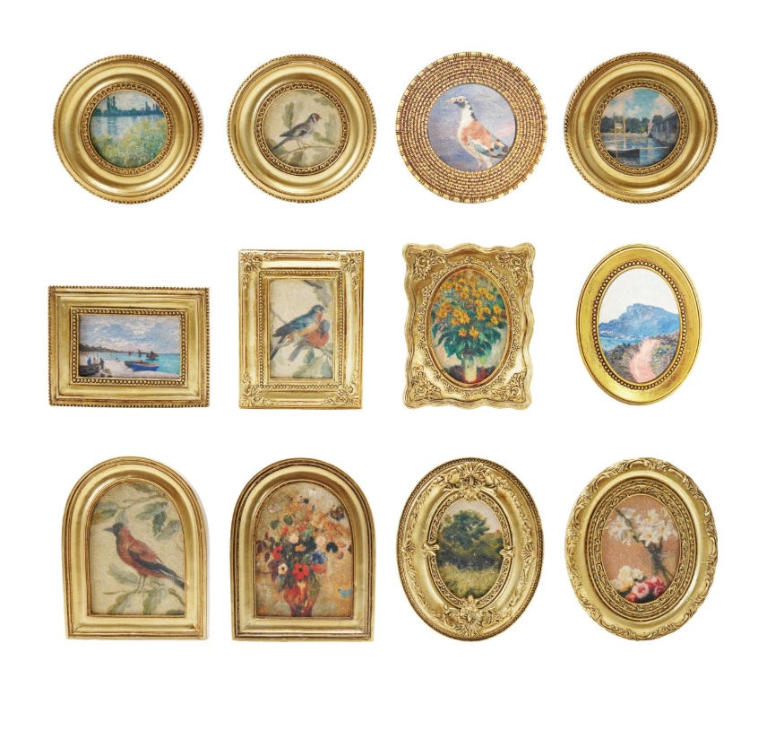 Resin Mini Framed Art Magnet, Gold Finish, 12 Styles