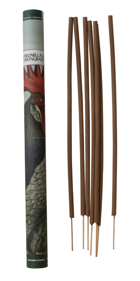 7 Piece All Natural Handmade Citronella & Lemongrass Scented Outdoor Incense Sticks, Set of 7