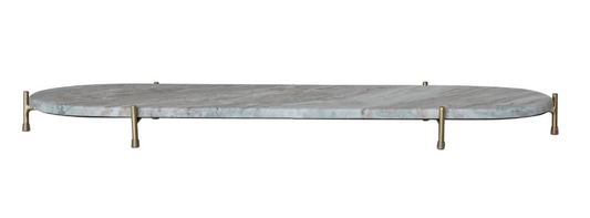 Oval Decorative Marble Tray with Stand, Set of 2 (Each One Will Vary)