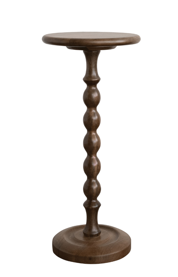 Mango Wood Turned Martini Table, Walnut Finish
