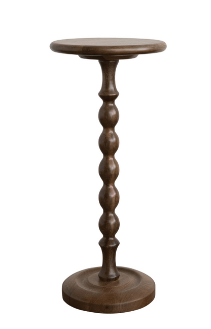 Mango Wood Turned Martini Table, Walnut Finish