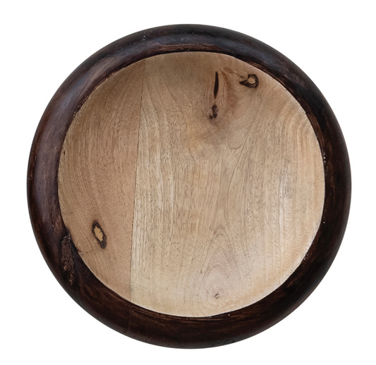 Mango Wood Dish, Natural & Burnt Finish