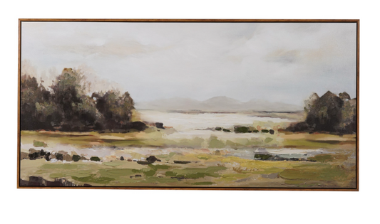 Wood Framed Canvas Wall Decor with Landscape