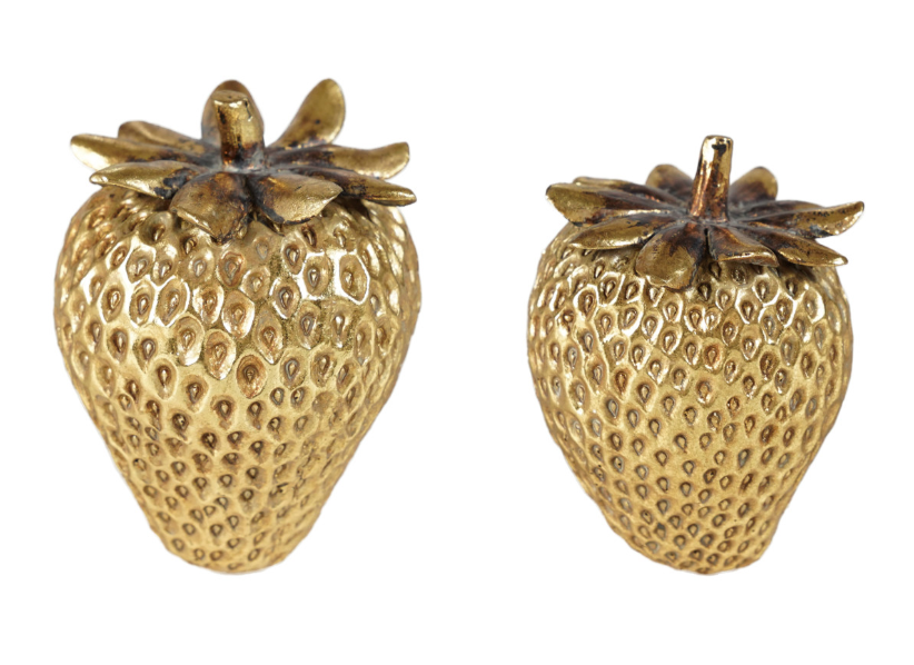 Resin Strawberries, Gold Finish, Set of 2