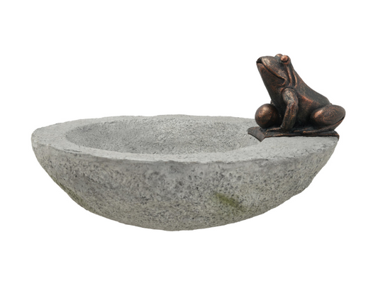 Resin Fountain with Frog, 6' Cord, Concrete & Bronze Finish (Includes Pump Kit)