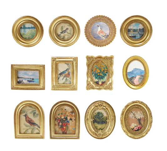 Resin Mini Framed Art Magnet, Gold Finish, 12 Styles