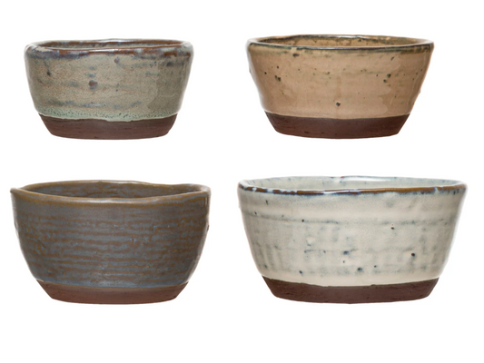 Stoneware Bowls with Reactive Glaze, Set of 4