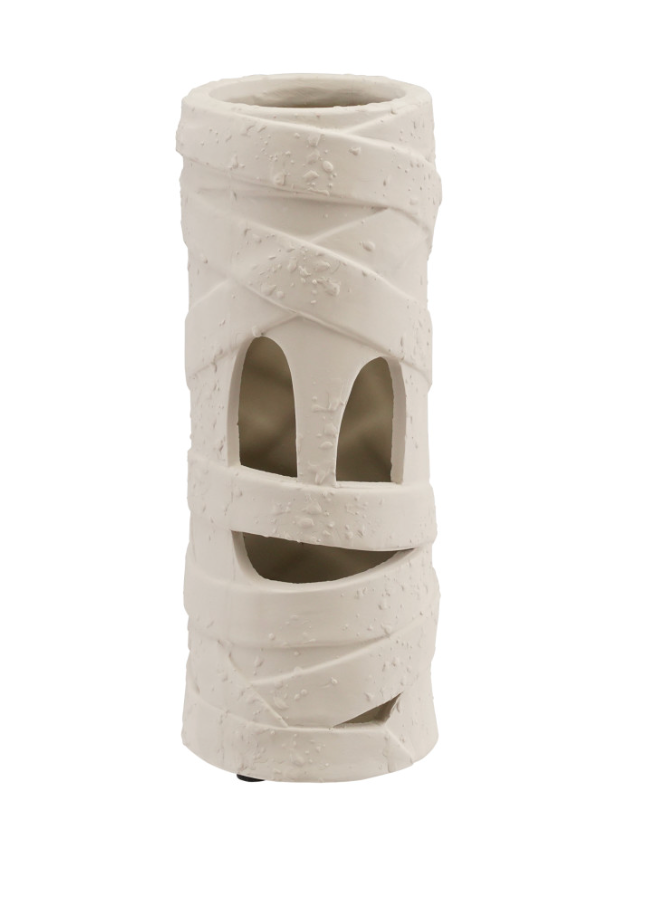 Terra-cotta Mummy Lantern with Cut-Outs, White