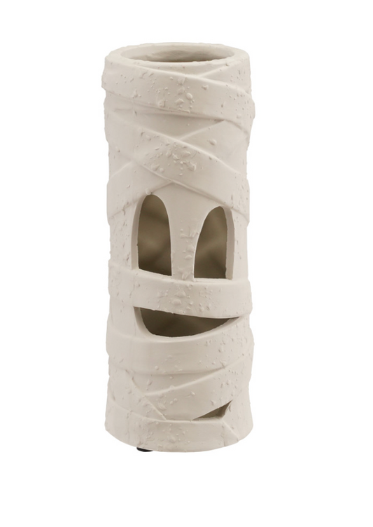 Terra-cotta Mummy Lantern with Cut-Outs, White