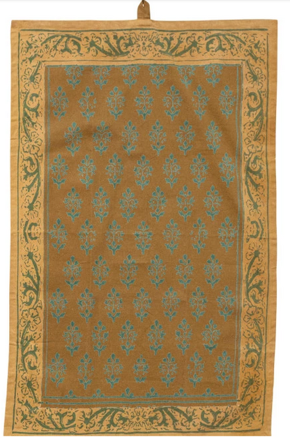Cotton Printed Tea Towel w/ Design, Tassels & Loop, Multi Color, 3 Styles