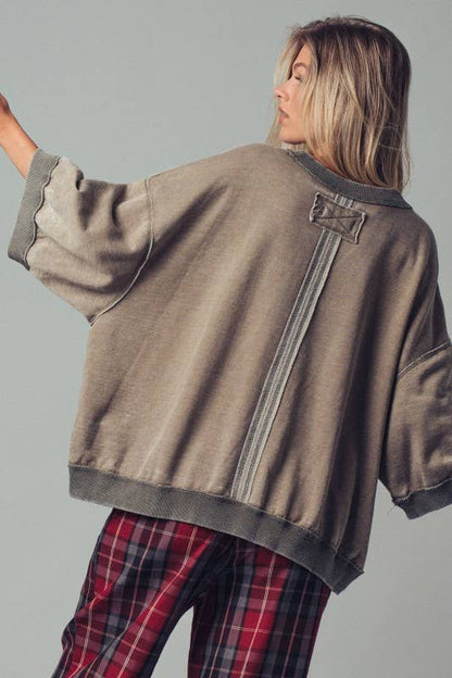 Oversized Seam Detail Pullover Top