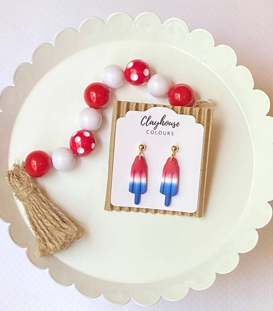 Red, White & Blue Clay Earrings 