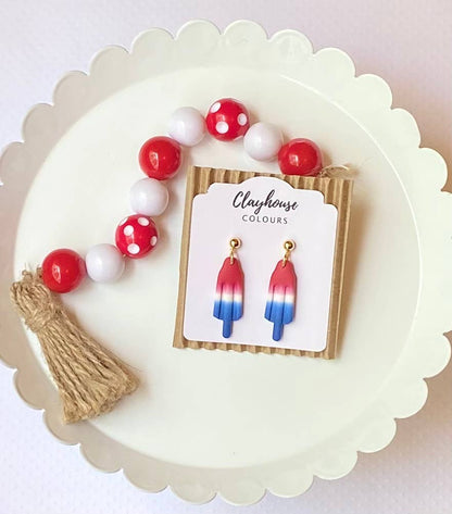 Red, White & Blue Clay Earrings 
