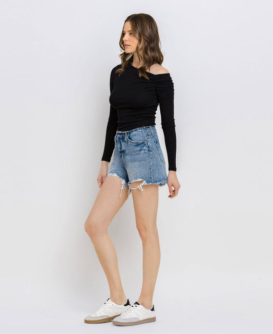HIGH RISE BANDLESS BOYFRIEND SHORTS T5785