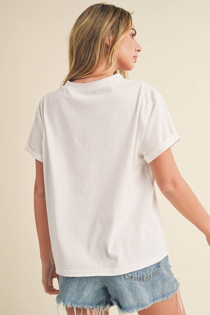 8314DN Mali Baby Tee Short Sleeve Top: White / Contemporary / S