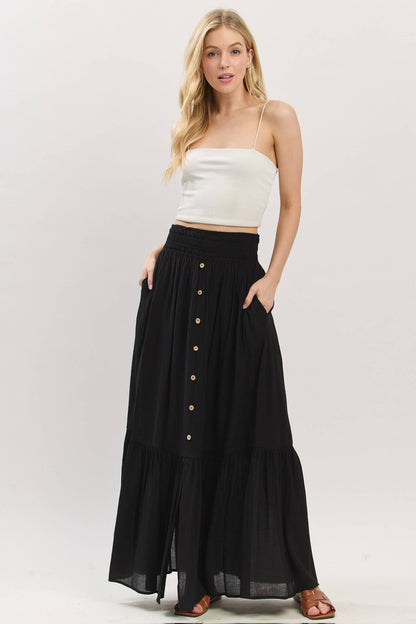 Tiered Center Slit Maxi Skirt - VS3399A