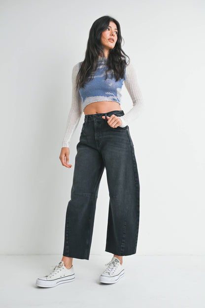 Black Barrel Jean w/ Seams