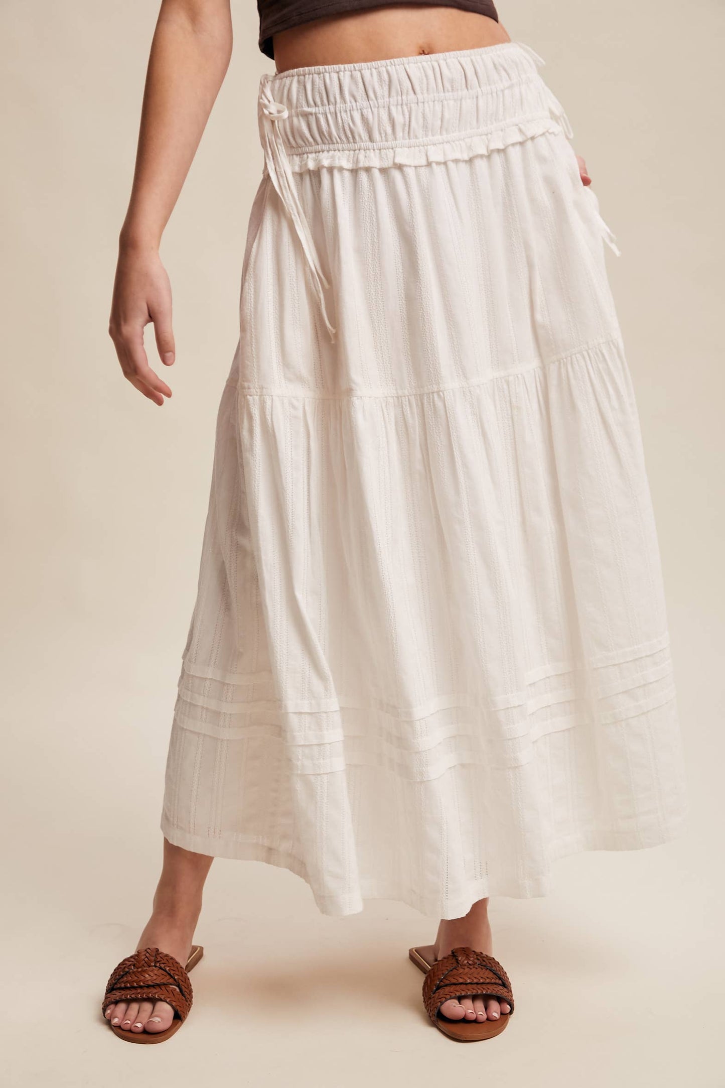 Textured Cotton Maxi Skirt