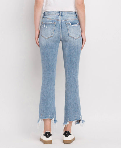 HIGH RISE LIGHT WASH CROP FLARE JEANS LV1003