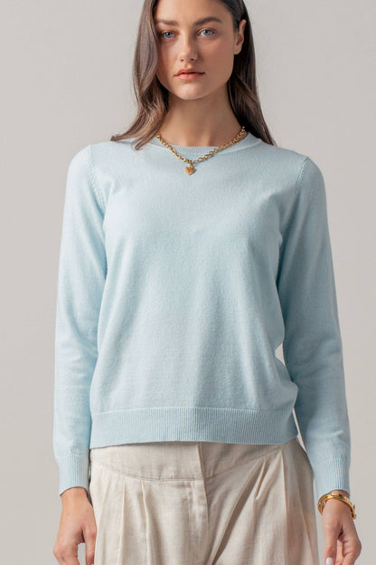 Soft Viscose Blend Crewneck Knit Pullover