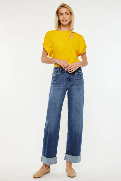 OPEN PACK HIGH RISE WIDE LEG JEANS-KC20083M