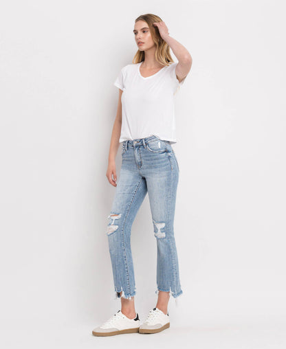 HIGH RISE LIGHT WASH CROP FLARE JEANS LV1003