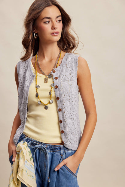Reversible Pointelle Knit Vest Top LSW1049
