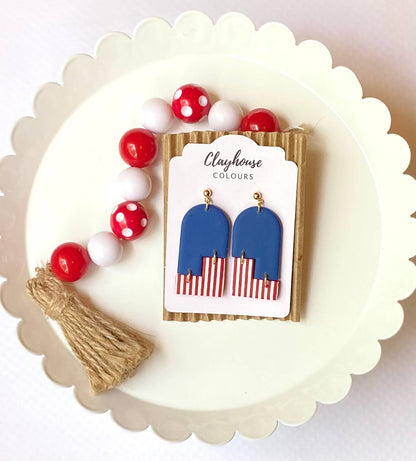 Red, White & Blue Clay Earrings 