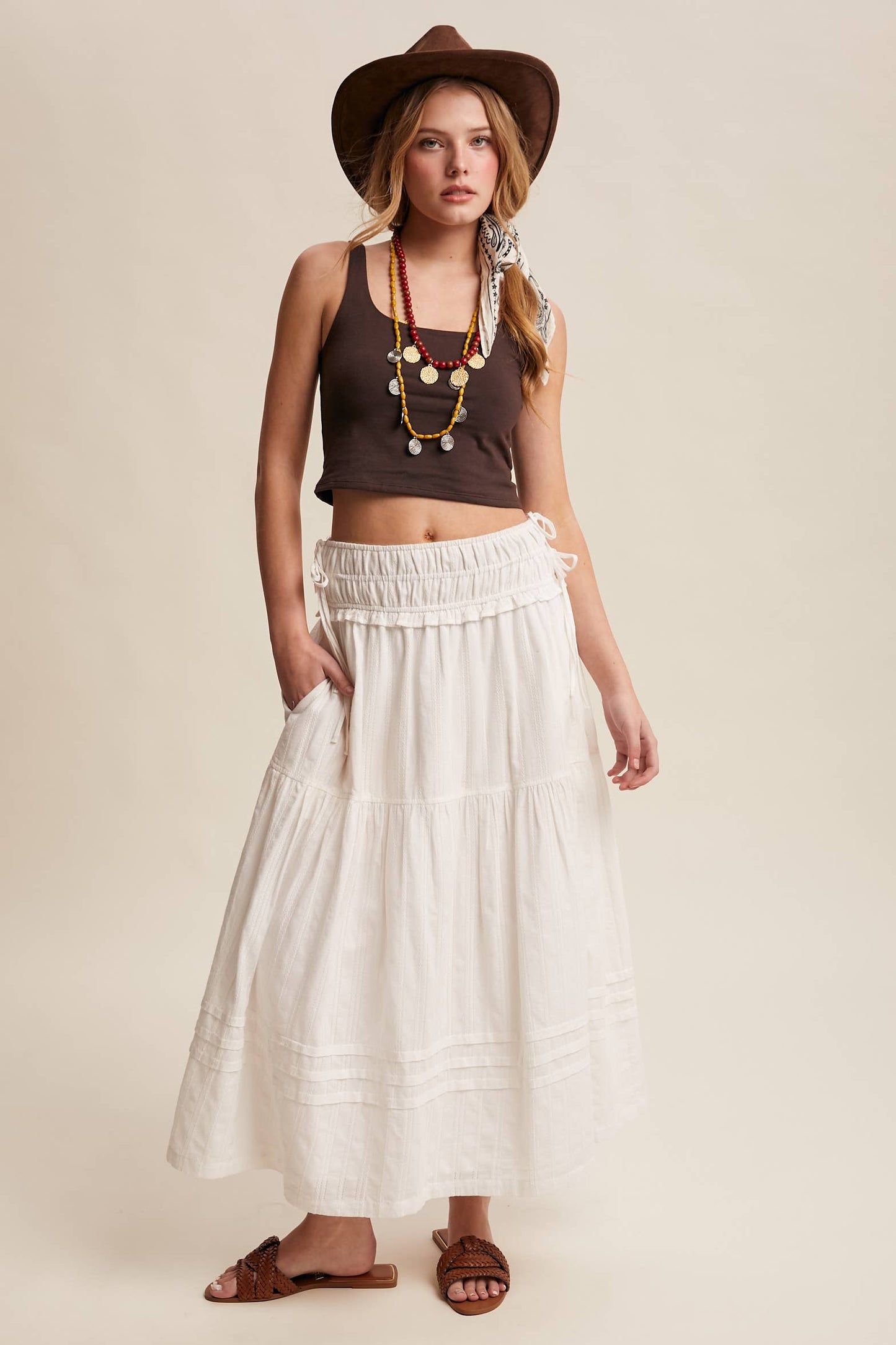 Textured Cotton Maxi Skirt